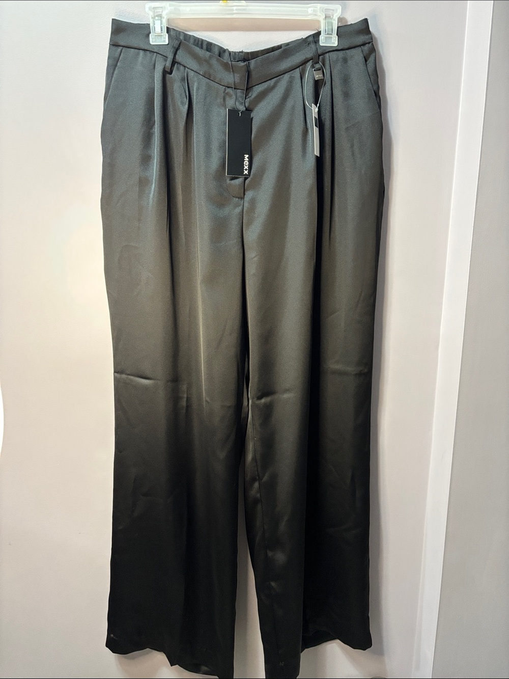 NWT Mexx Satin Black Wide-Leg Dress Pants L